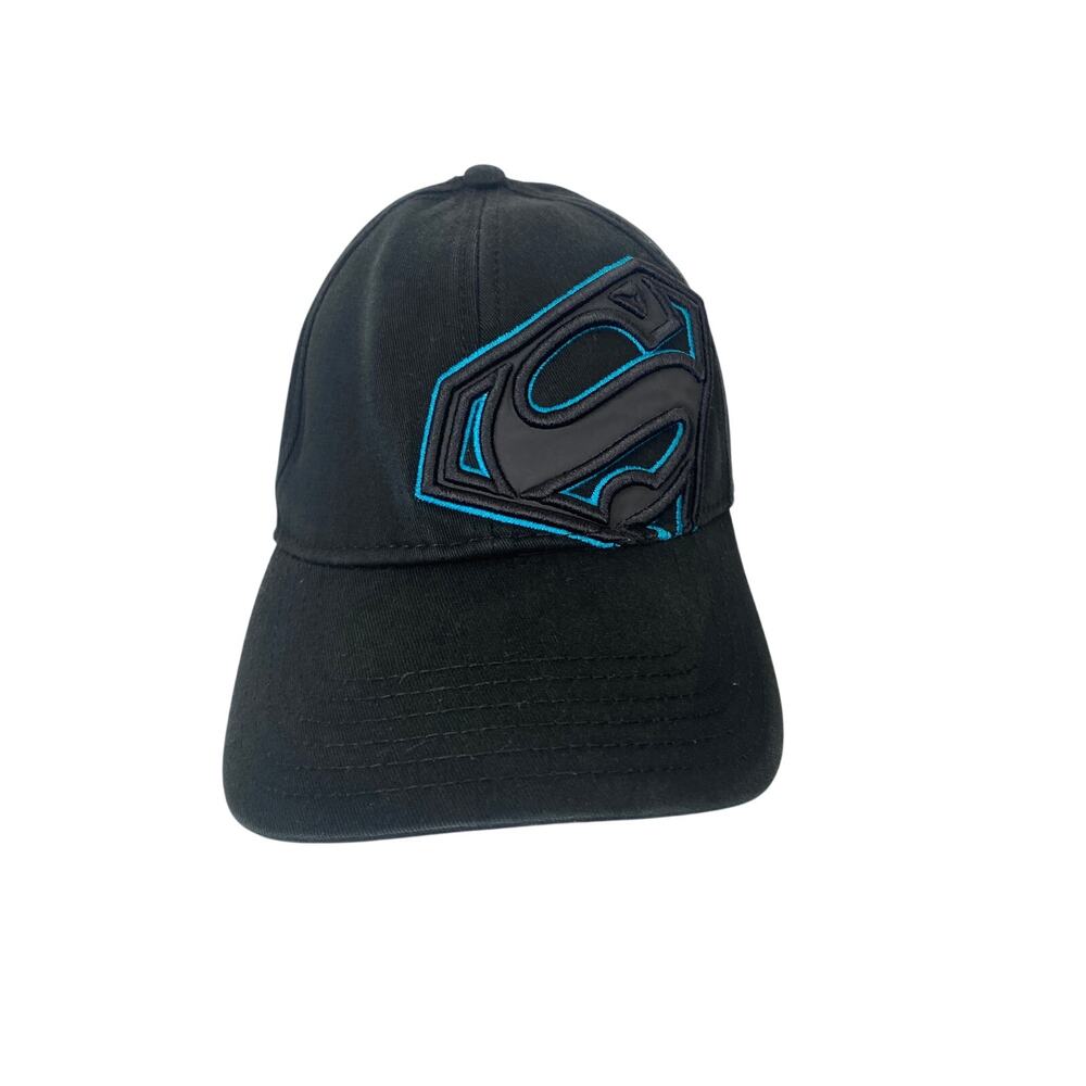 Superman DC Comics Black Teal 3D Logo Baseball Hat One Size Fits Most